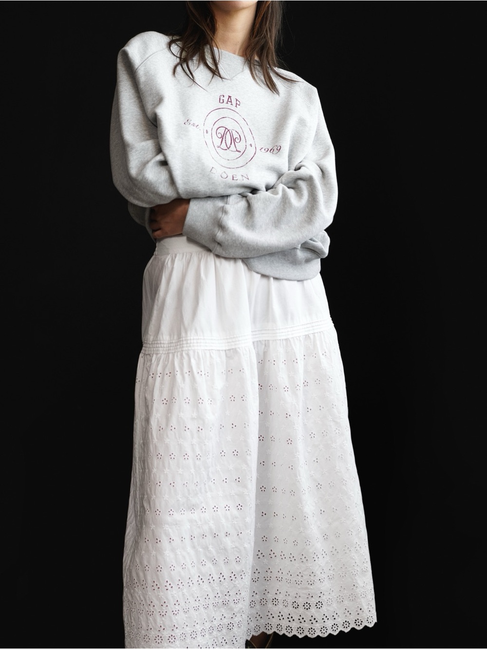 🌞 Gap × DÔEN Eyelet Midi Skirt